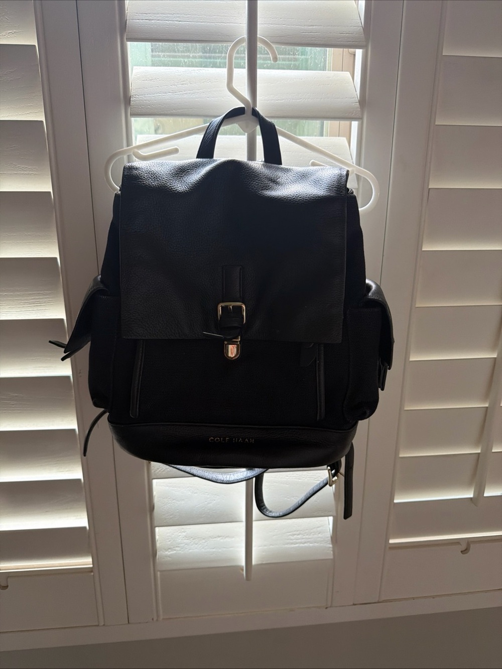Cole haan  Black canvas Leather Backpack - Sleek Everyday Carry